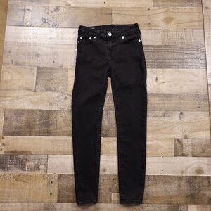 True Religion Halle Jeans Women’s 29 Black Mid Rise Super Skinny Denim